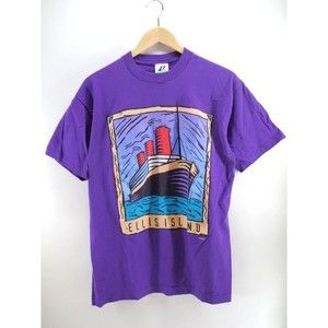 Ellis Island T Shirt Single Stich‎ USA Made Size L Purple Vintage New York